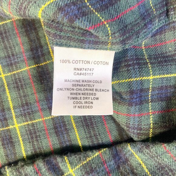 Bass Pro Shops Button Up Shirt Green Plaid Casual long-sleeve Flannel Size XL - Picture 6 of 11